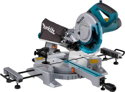 A Makita miter saw is shown against a white background.