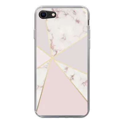 Produktbild von MuchoWow® Handyhülle Schutzhülle Hülle für iPhone 7 Marmor - Gold - Rosa Silikon Softcase Handy Hülle - Kartenhalter