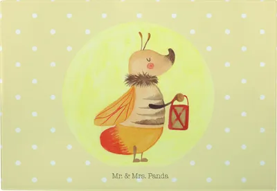Produktbild von Mr. & Mrs. Panda Servierplatte Glühwürmchen - Gelb Pastell - Geschenk, Küchenbrett, Schneidebrett, Lieblingsmensch, Vesperplatte, Liebesspruch, Liebe, Lustige Sprüche