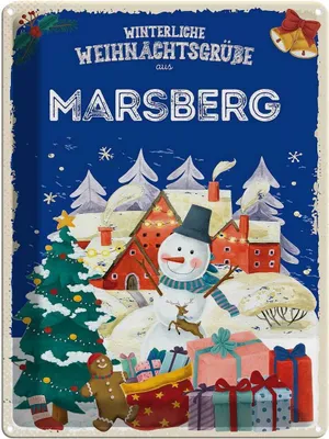 Produktbild von vianmo Blechschild 40x30 cm Weihnachtsgrüße MARSBERG Abenteuer Reisen Urlaub Weihnachten