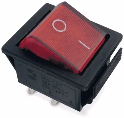 Produktbild von Wippenschalter 26x22mm , 2xEIN, rot beleuchtet, 15 A/ 250 V