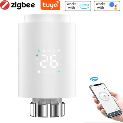 Produktbild von Smart Heizkörperthermostat Thermostatventil Heizkoerperventil APP-Steuerung Kompatibel mit Alexa Google Assistant Kindersicherung Thermostat Heizung LED-Anzeige,Weiß