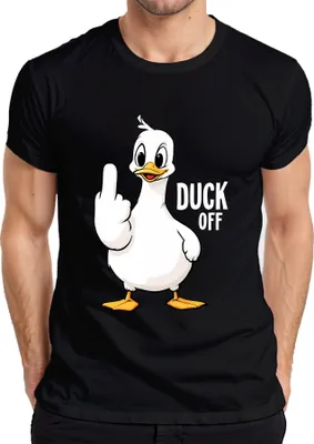 Immagine prodotto di DUCK OFF Divertente maglietta da uomo con dito medio sfrontato e sarcastico, nera, 3XL