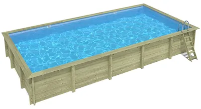 Immagine prodotto di Piscina in legno AQUA 10.2 x 5.2 - H.1.45 m, azzurro chiaro, con supporti da cementare