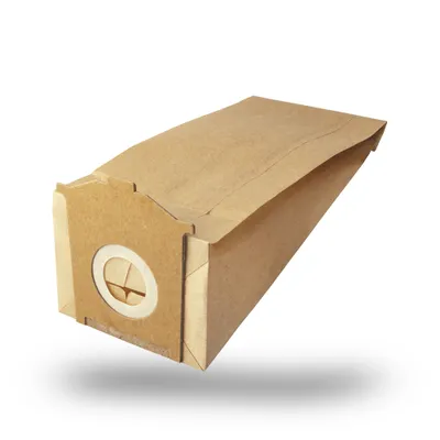 A single brown paper vacuum cleaner bag is shown against a white background.