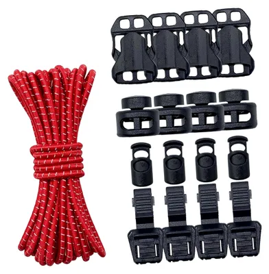 Imagen del producto de Kit de extensión para cuerda elástica para mochila, cuerda elástica reflectante para actividades de escalada, color rojo