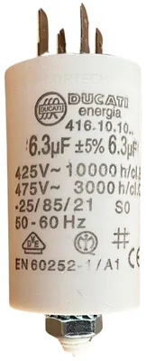 Motor-Kondensator 6,3 µF, 450 V, Ø 32 x 55 mm