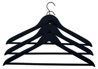 Produktbild von Kleiderbügel mit Steg 3er Pack Holz schwarz