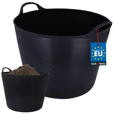 Image de KOTARBAU® Bac en caoutchouc élastique 42L Noir avec poignées Panier de jardin universel flexible