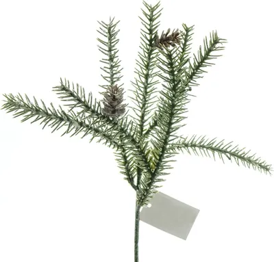 Produktbild von GASPER Weihnachtsdeko Tannenzweig Grün gefrostet mit Zapfen 33 cm - Kunstpflanzen