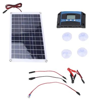 Obrázek produktu pro Sada solárního panelu, 40W, monokrystalický, s regulátorem solárního nabíjení MPPT, vhodná pro karavany, přívěsy, traktory a lodě