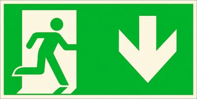 Produktbild von SafetyMarking® Rettungszeichen-Aufkleber "Notausgang rechts, abwärts" rechteckig 30,0 x 15,0 cm
