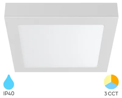 Obrázek produktu pro Braytron LED nástěnné svítidlo, stropní svítidlo, hranaté, 24 W, teplá bílá, neutrální bílá, studená bílá, 3CCT, 2400 lm, bílá, IP40