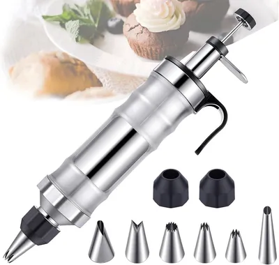 Produktbild von Tortenspritze Garnierspritze Edelstahl Set,Kuchenspritze aus Edelstahl