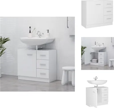 Produktbild von vidaXL Waschbeckenunterschrank Weiß 63x30x54 cm Holzwerkstoff -  Badezimmermöbel-Sets