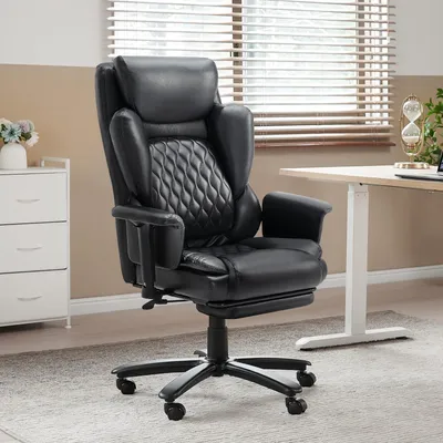 Image de Omgoods - Chaise de bureau ergonomique avec repose-pieds et dossier réglable