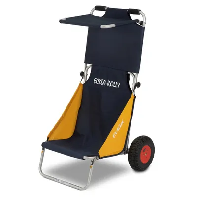 Produktbild von Eckla-Beach-Rolly  mit Sonnendach und Windsch., blau/gelb,mit pannensicherer Bereifung; 55530