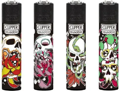 Produktbild von Clipper Feuerzeuge - 4er Set: Skulls n Flowers