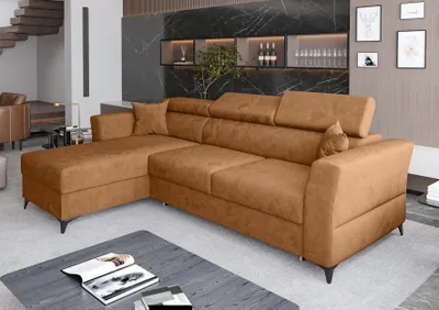 Produktbild von AX LIVING Ecksofa klein mit Schlaffunktion Ribella – 265 cm breit, Bernstein Links