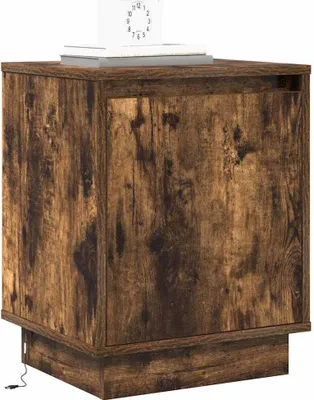 Image de vidaXL Table de nuit avec 2 pcs Chêne fumé 39 x 34,5 x 50 cm