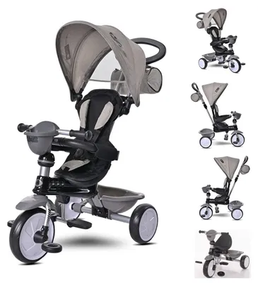 Obrázok produktu pre Lorelli Tricycle One 3 v 1 EVA pneumatiky tlačná tyč protišmykové pedále kabriolet svetlo šedá