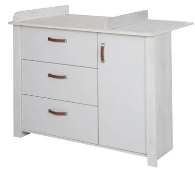 Immagine prodotto di mobile fasciatoio roba con fissaggio fasciatoio "Mila", chiusura ammortizzata, 3 cassetti, 1 anta, altezza fasciatoio 90,5 cm