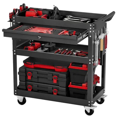 Productafbeelding van VEVOR gereedschapswagen, 830x350x826 mm, draagvermogen 160 kg, werkplaatswagen met lade, opbergorganizer voor gereedschap