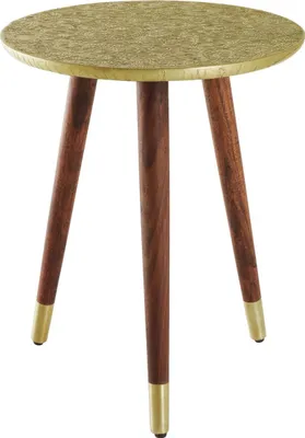 Produktbild von Beistelltisch 50cm Holz Metall Gold Design Tisch Modern Wohnzimmer JETZT KAUFEN