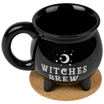 Produktbild von Hexenkessel Kaffeetasse Schwarzer Sternmond 340 ml Keramik für Heiß- & Kaltgetränke