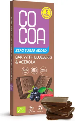 Produktbild von COCOA Beeren Schokolade Vegan Zuckerfrei mit Vitamin C und Inulin 40g Low Carb