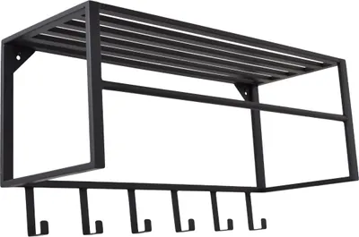 Image de LOFT42 Portemanteau Ary – Noir – Métal – 6 crochets et une tringle – 80 x 40 x 30
