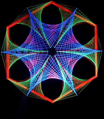 Produktbild von PSYWORK Schwarzlicht 3D StringArt Sechseck "Out Of Space", 1,15m