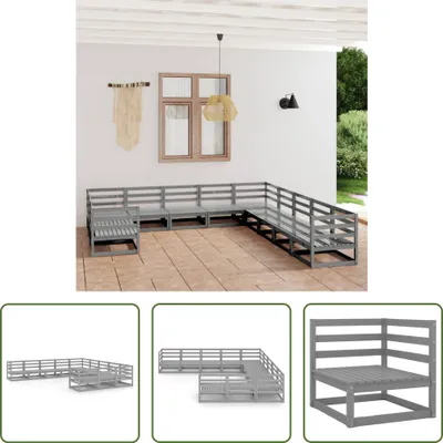 Produktbild von The Living Store 11-tlg. Garten-Lounge-Set Massivholz Kiefer