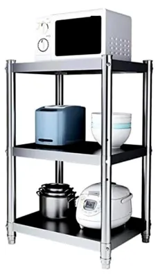 Produktbild von Mikrowellenregal 3-stöckig aus Edelstahl für die Küche (45 * 30 * 80 cm)