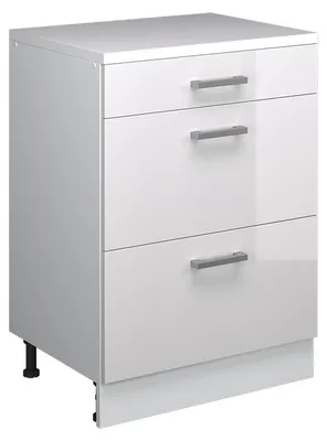 Image de Meuble sous pente Vicco R-Line Blanc Haute brillance 60cm sans pente avec 3 tiroirs, Model 61736