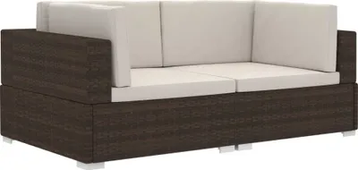 Produktbild von vidaXL Ecksofas 2 Stk. mit Auflagen Poly Rattan Braun