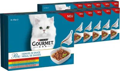 Produktbild von GOURMET Perle Genuss in Sauce Katzenfutter nass, Sorten-Mix 10er Pack (10x8x85g) (10er Pack (10 x 8 x 85g))