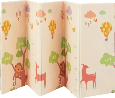 Produktbild von Juskys Kinder Spielmatte Jakob 180x200 cm Tiere - XXL Matte für Babys - Schaumstoff Spielteppich faltbar, soft & wendbar - Boden - Krabbelmatte Beige