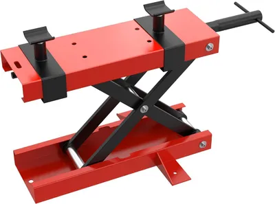 Immagine prodotto di Piattaforma elevatrice per motociclette QEENTOE, capacità fino a 500 kg, altezza regolabile da 95 a 350 mm, ideale per lavori di riparazione e manutenzione di motociclette, veicoli fuoristrada e moto da cross, colore rosso