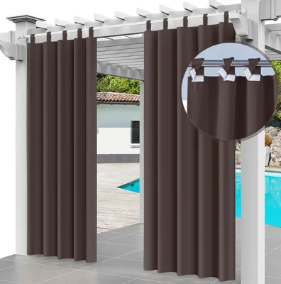 Produktbild von Outdoor Vorhang, Gardine 220 x 155 cm, Braun, Gartenlauben Balkon-Vorhänge, Verdunkelungsvorhang, Wasserdicht, Pavillon Strandhaus (1 Panel) [129]