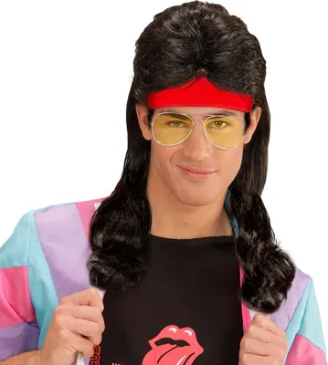 Produktbild von 80er Proll Haare schwarz mit Stirnband