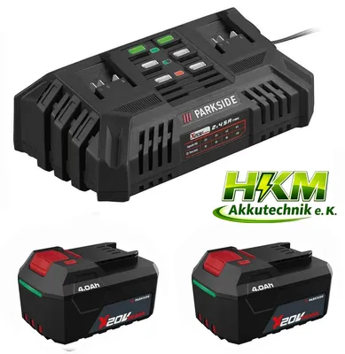 Produktbild von PARKSIDE Doppel Ladegerät PDSLG 20 mit 2 x Akku 4.0 Ah PAP 204