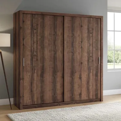Productafbeelding van Schuifdeurenkast Zenit, 220 cm, schuifdeurenkast, kledingkast, garderobe (kleur: Monasterie eikenhout, zonder spiegel)