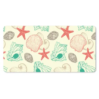 Produktbild von MuchoWow® Schreibtischunterlage Muscheln - Seestern - Strand - Vintage - Muster 80x40 cm - XXL Mauspad - Gaming Mauspad