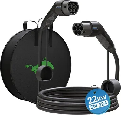 Zdjęcie produktu dla Kabel do ładowania typu 2, 5 metrów - 22 kW, 32A - trójfazowy - szybkie ładowanie pojazdów elektrycznych