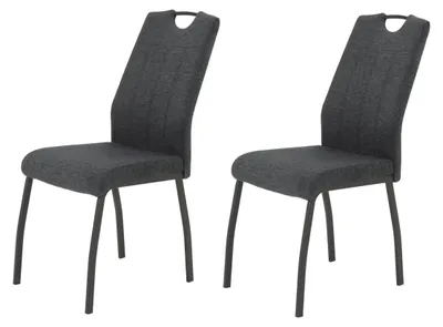 Esszimmerstuhl 2er Set Mikrofaser Anthrazit Metallgestell