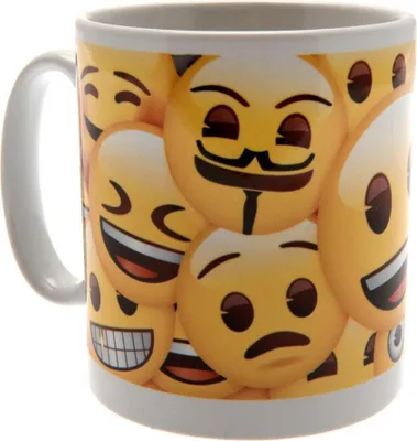 Produktbild von Emoji - Kaffeebecher, Icons TA2436 (Einheitsgröße) (Gelb/Weiß)