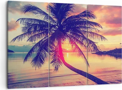 Produktbild von Bild auf Leinwand - Leinwandbild - Meer Strand Palme - 105x70cm - Wand Bild - Wanddeko - Wandbilder - Leinwanddruck - Bilder - Kunstdruck - Wanddekoration - Leinwand bilder - Wandkunst - CE105x70-3925