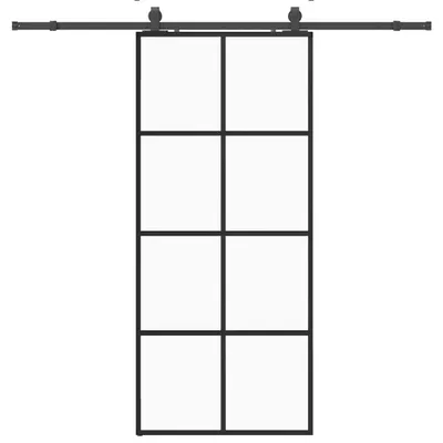 Image de vidaXL Porte coulissante avec ferrure noire 90x205 cm verre ESG