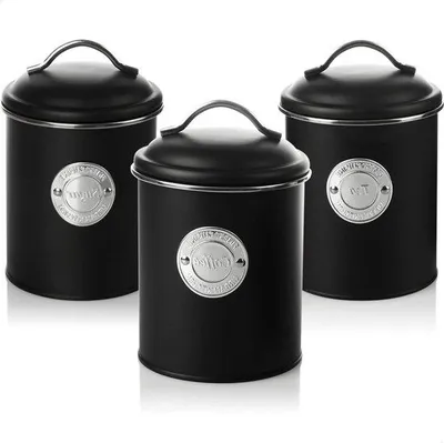 Productafbeelding van 3 koffiepotten, zwart, decoratieve set